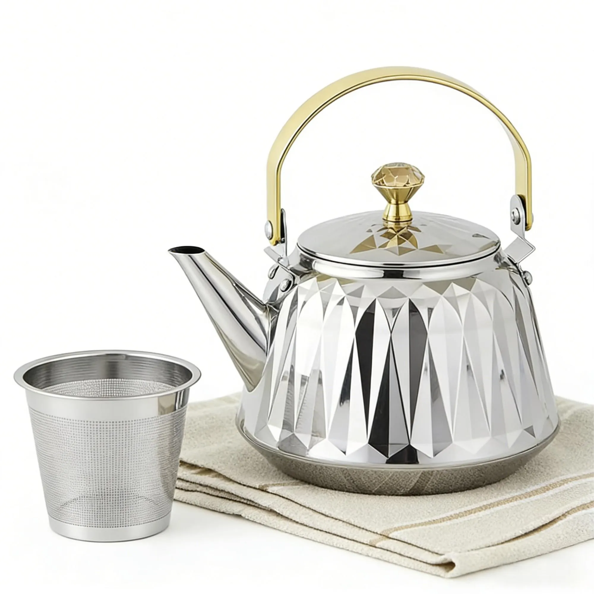 Diamond-Textured Gold Kettle view 3